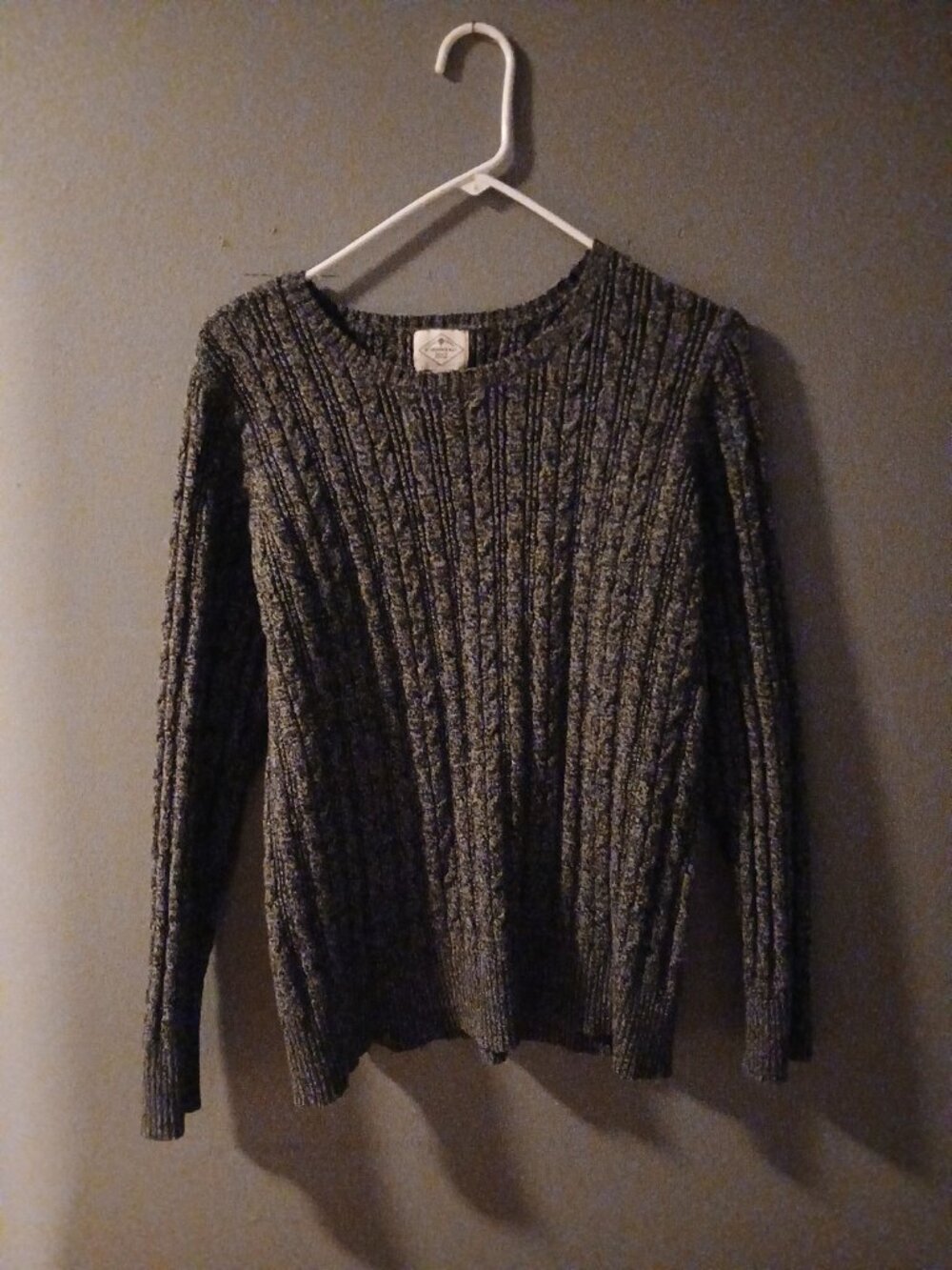 St Johns Bay Womens 2XL Gray Crew Neck Cable Knit Preppy Classic Pullover (#337)
